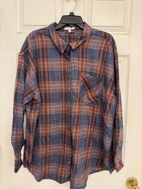 Maurices Plaid Button-Up Shirt - Blue & Brown